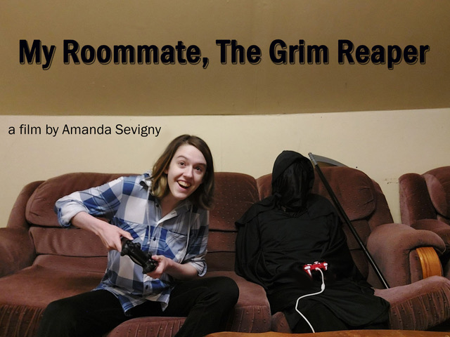 Poster for 2nd prize in the 2022 YODO Contest My Roommate, The Grim Reaper
