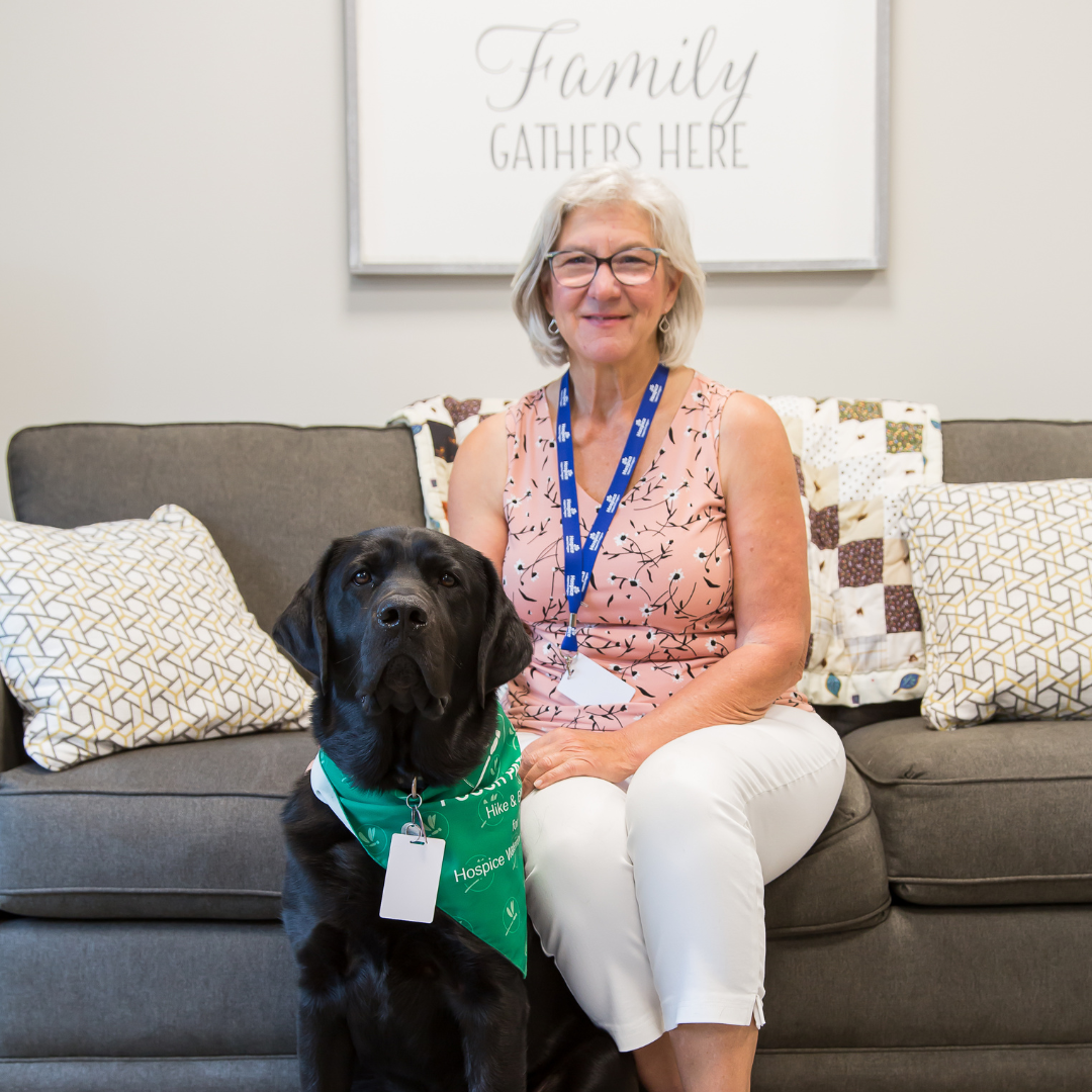 Dusty the black Lab and owner Rosemary Off