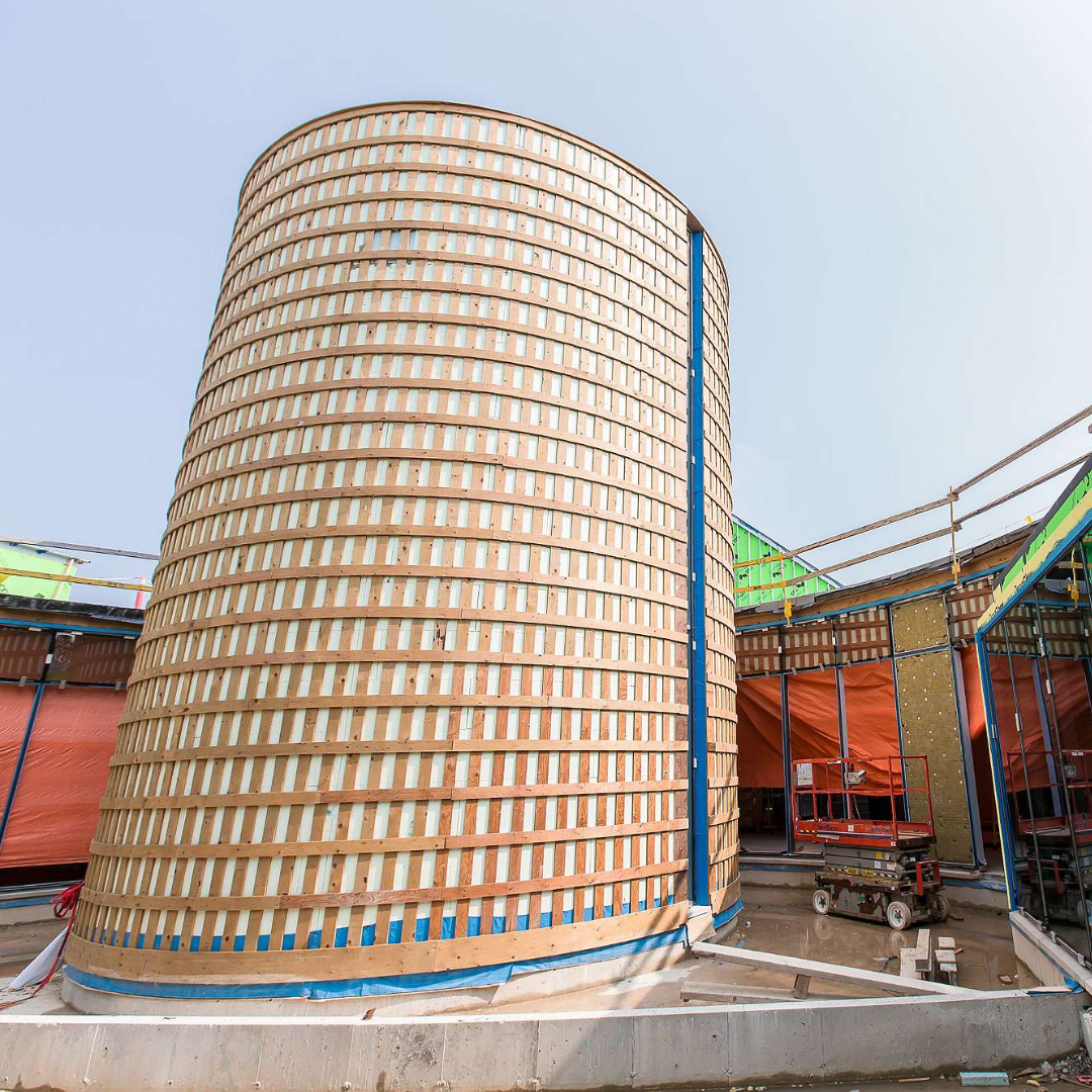 Silo under construction at The Gies Family Centre